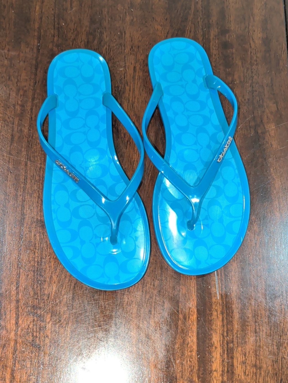 Coach Women's Bright Blue Jelly Flip Flop Sandals